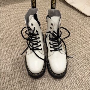Dr. Martens White Combat Boots with Black Laces